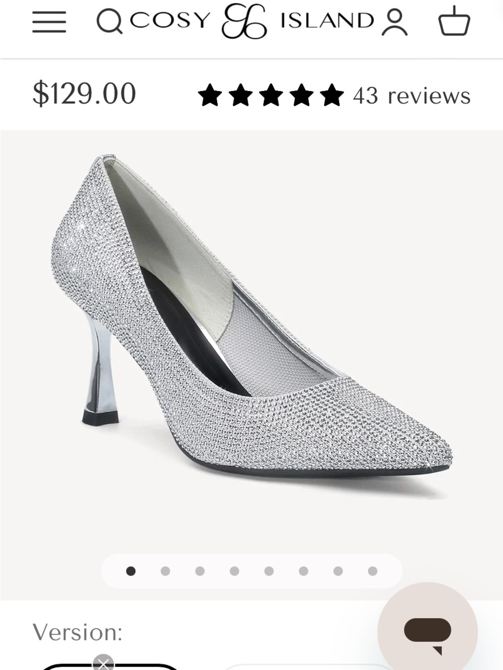 Crystal-Embellished Silver Pointed Heel Pump